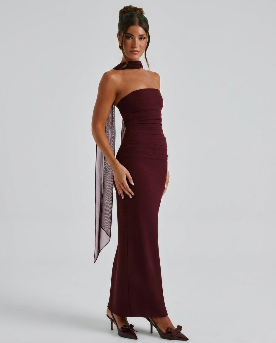 Maeve | One-Shoulder Ruched Maxi Dress