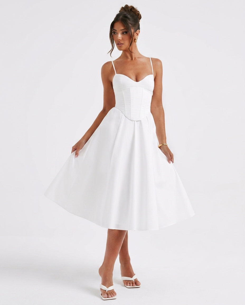 Mariella | Puff Sleeve A-Line Midi Dress