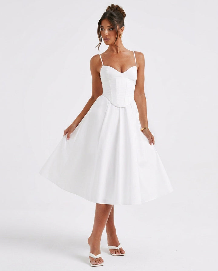 Mariella | Puff Sleeve A-Line Midi Dress