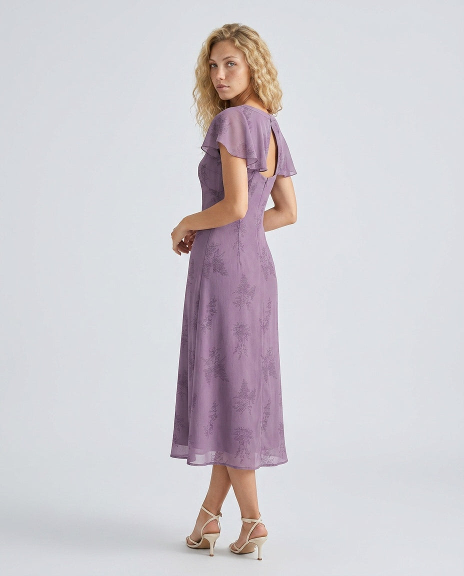Lavinia | Butterfly Sleeve Floral Midi Dress