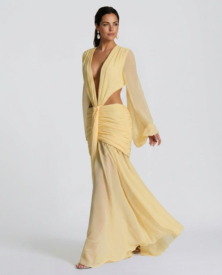 Wren | Halter Neck Ruched Maxi Dress