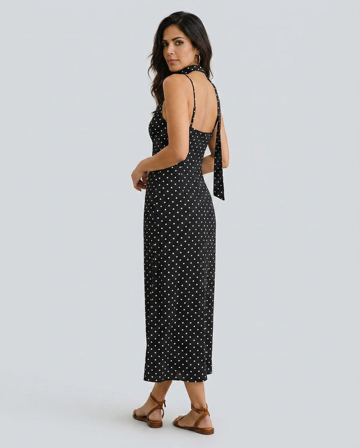 Vera | Polka Dot Cowl Neck Slip Maxi Dress
