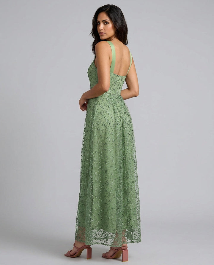 Fenna | Embroidery Mesh Slip Maxi Dress