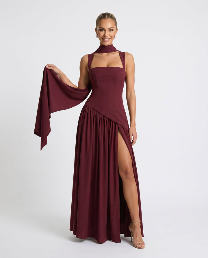 Ines | Basque Waist Lace-Up Maxi Dress