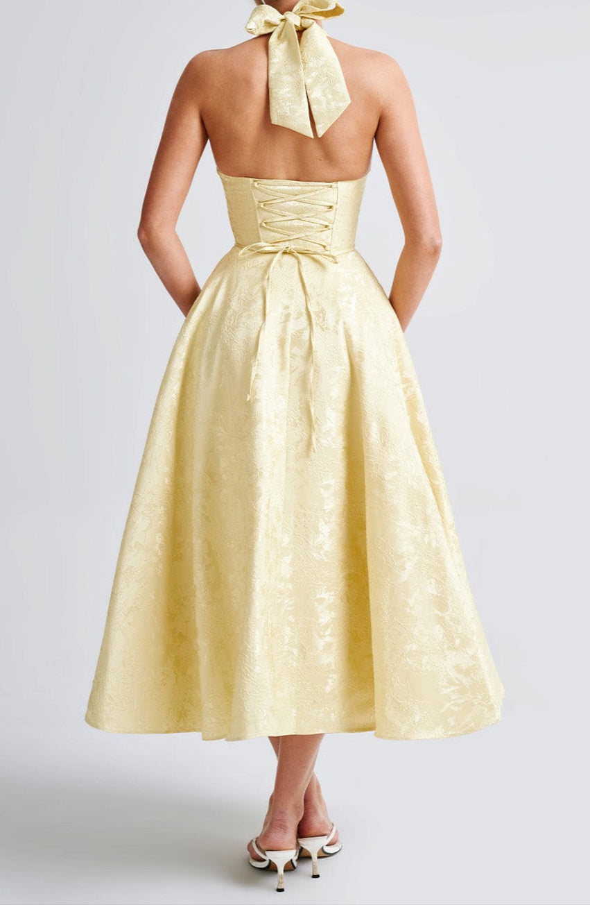 Nina | Yellow Wedding Guest Midi Dress