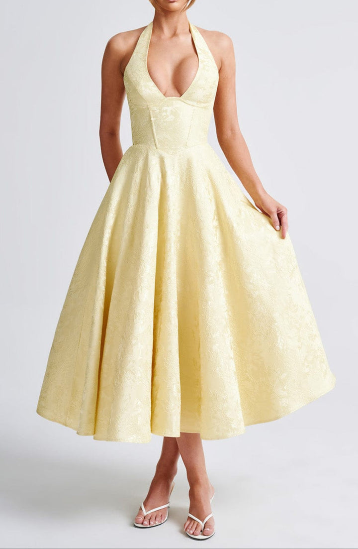Nina | Yellow Wedding Guest Midi Dress