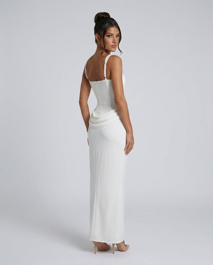 Justina | Basque Waist Fitted Maxi Dress