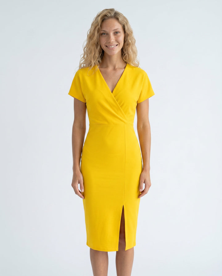 Willa | V-Neck Front Split Midi Dress