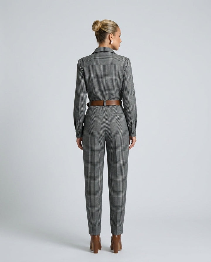 Harper | Tweed Plaid Utility Jumpsuit