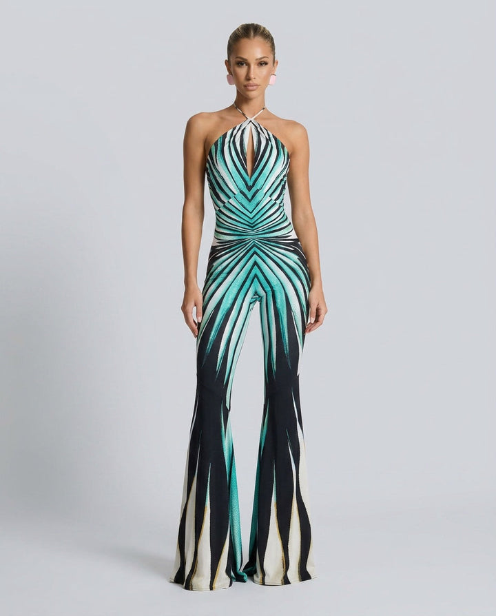 Celeste | Striped Cut-Out High Waist Jumpsuit