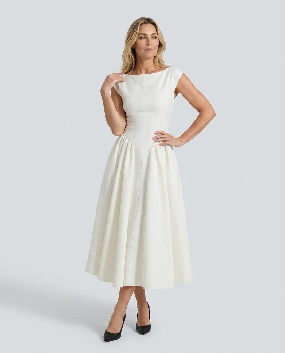 Celeste | Full-Skirt Midi Dress