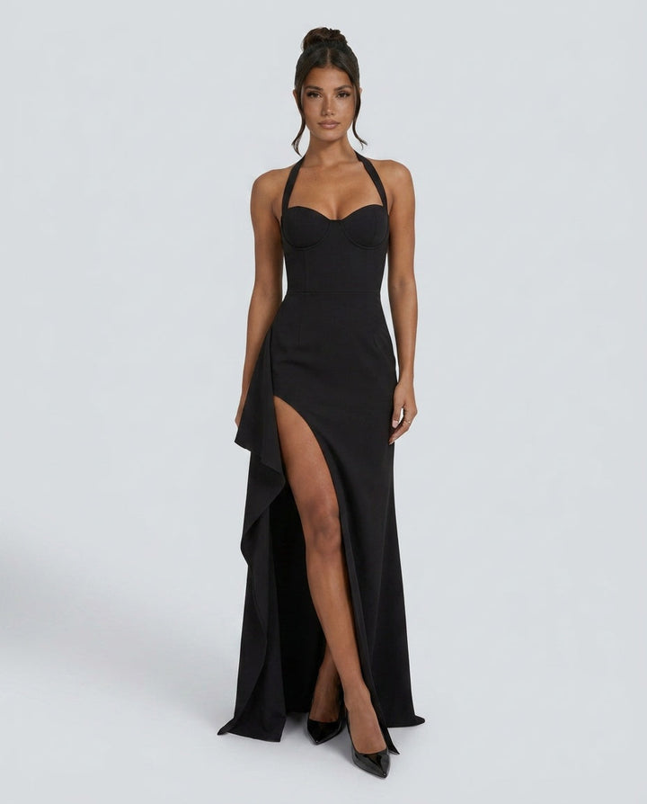 Viorela | Halter Sweetheart Backless Maxi Dress