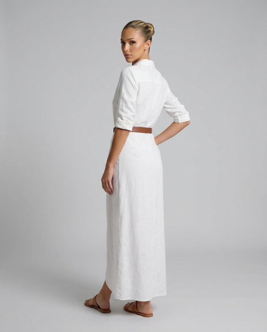Vera | Button Front V-Neck Maxi Dress