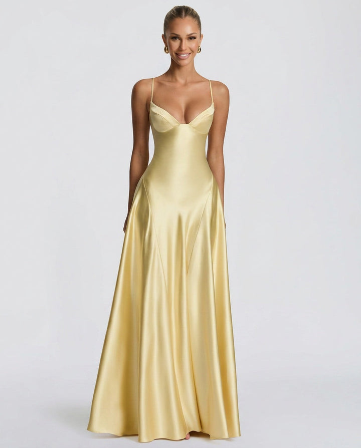 Darya | Satin Tie-Up Slip Maxi Dress