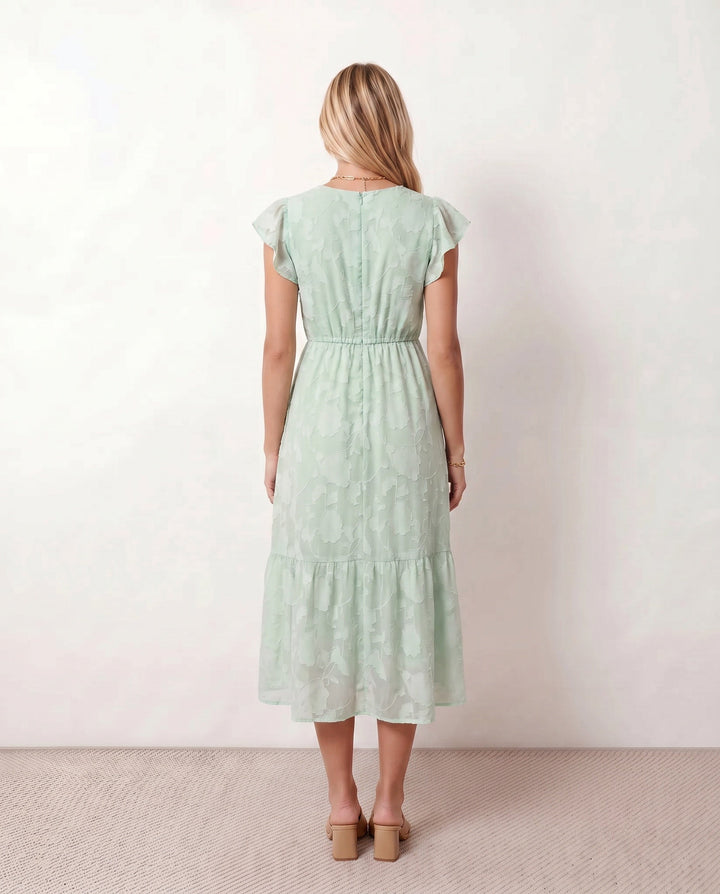 Talia | Floral Ruffle Detail Midi Dress