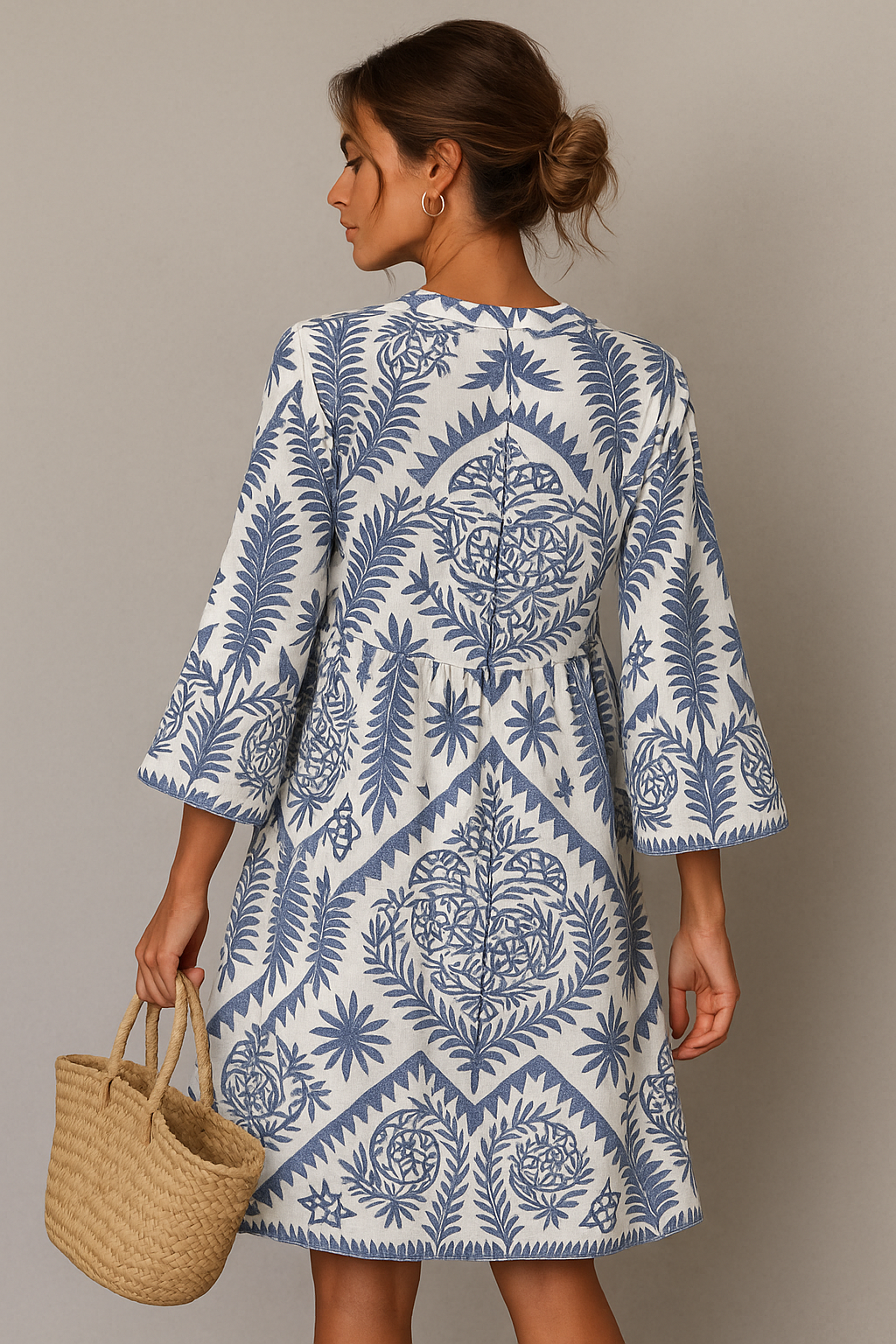 Quinn | V-Neck Boho Print Summer Midi Dress
