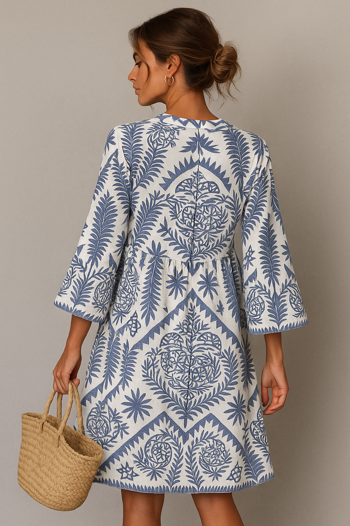 Quinn | V-Neck Boho Print Summer Midi Dress