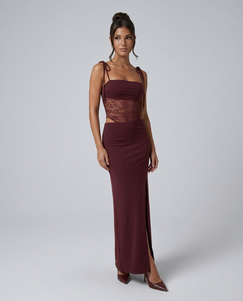 Cora | Spaghetti Strap Lace Maxi Dress