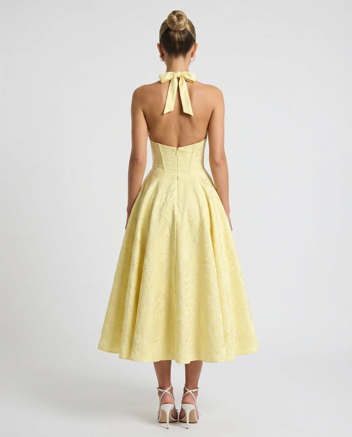 Nina | Yellow Wedding Guest Midi Dress