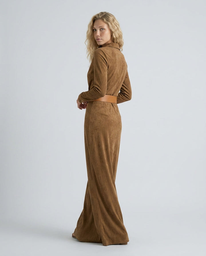 Marlowe | Suede-Look Single-Breasted Belted Maxi