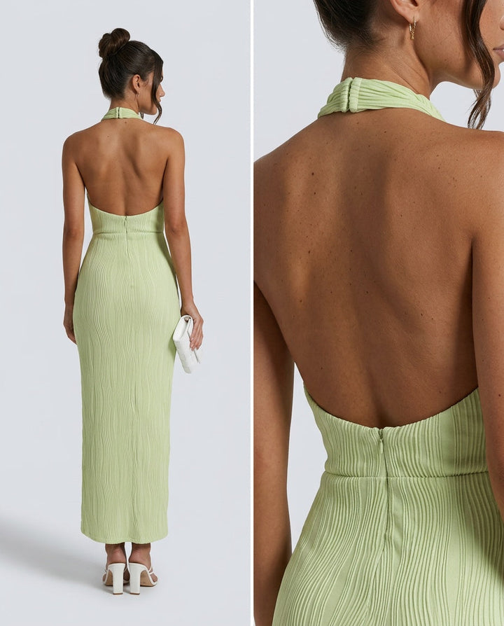 Mirène | Halter Neck Wrap Formal Maxi Dress