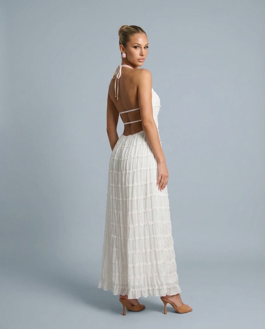 Naia | Pleated Halter Maxi Dress