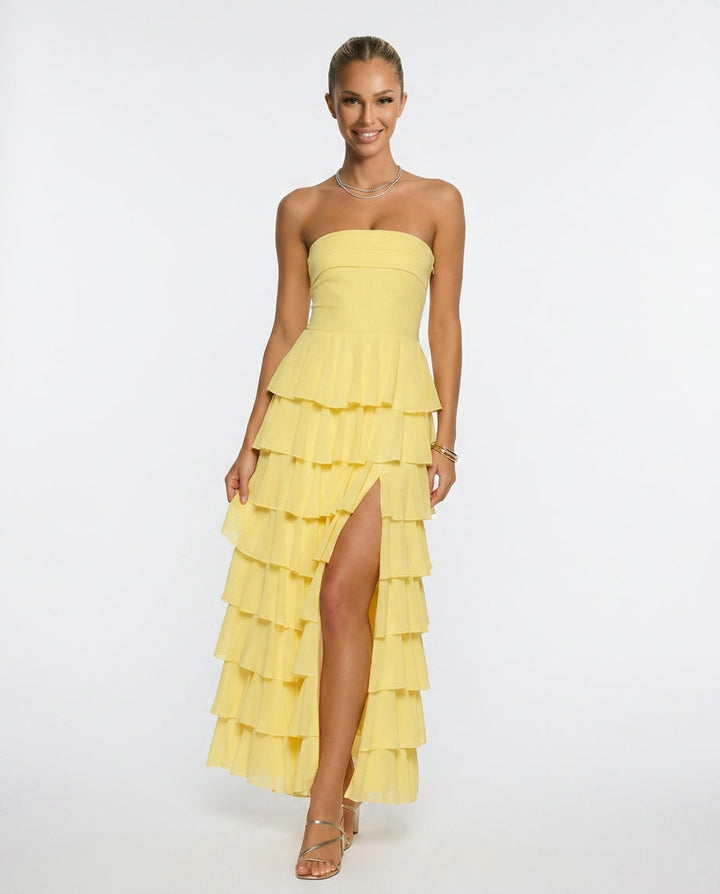 Kim | Strapless Ruffle Maxi Dress