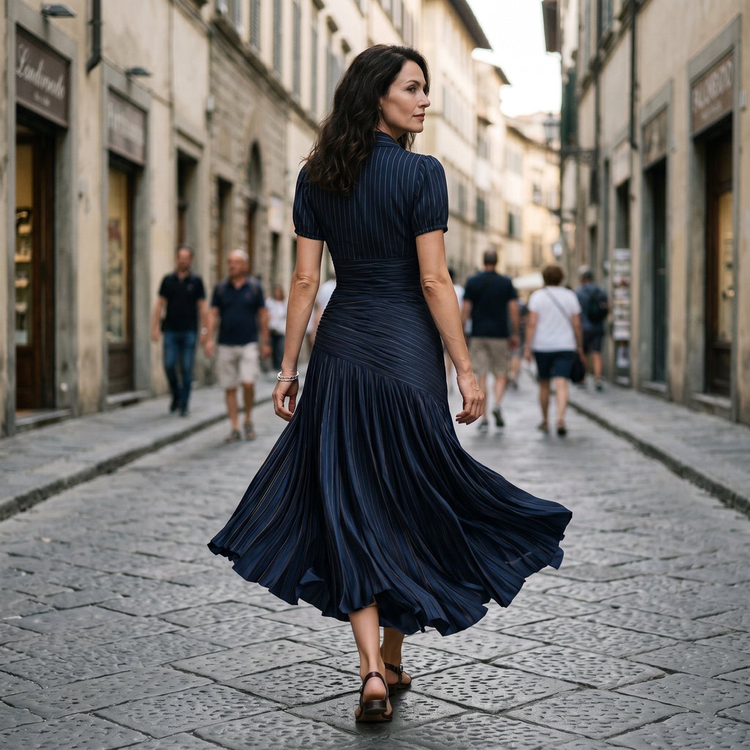 Sabine | Striped Wedding Guest Midi Dress