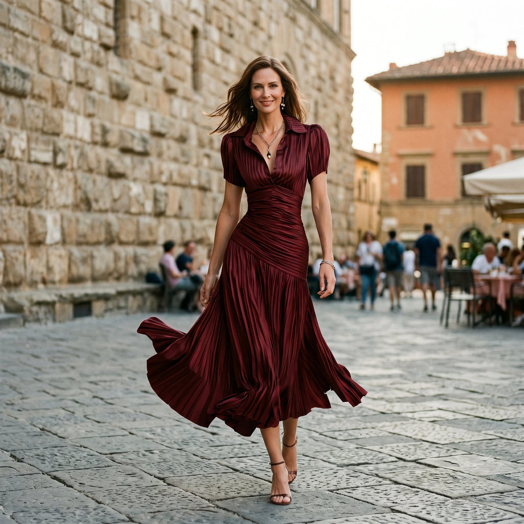 Sabine | Striped Wedding Guest Midi Dress