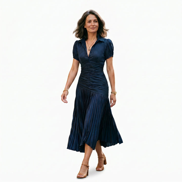 Sabine | Striped Wedding Guest Midi Dress