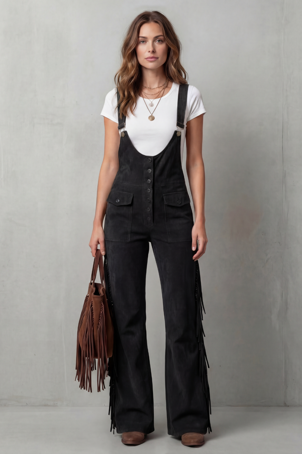 Valnera | Western Fringe Flared Overalls