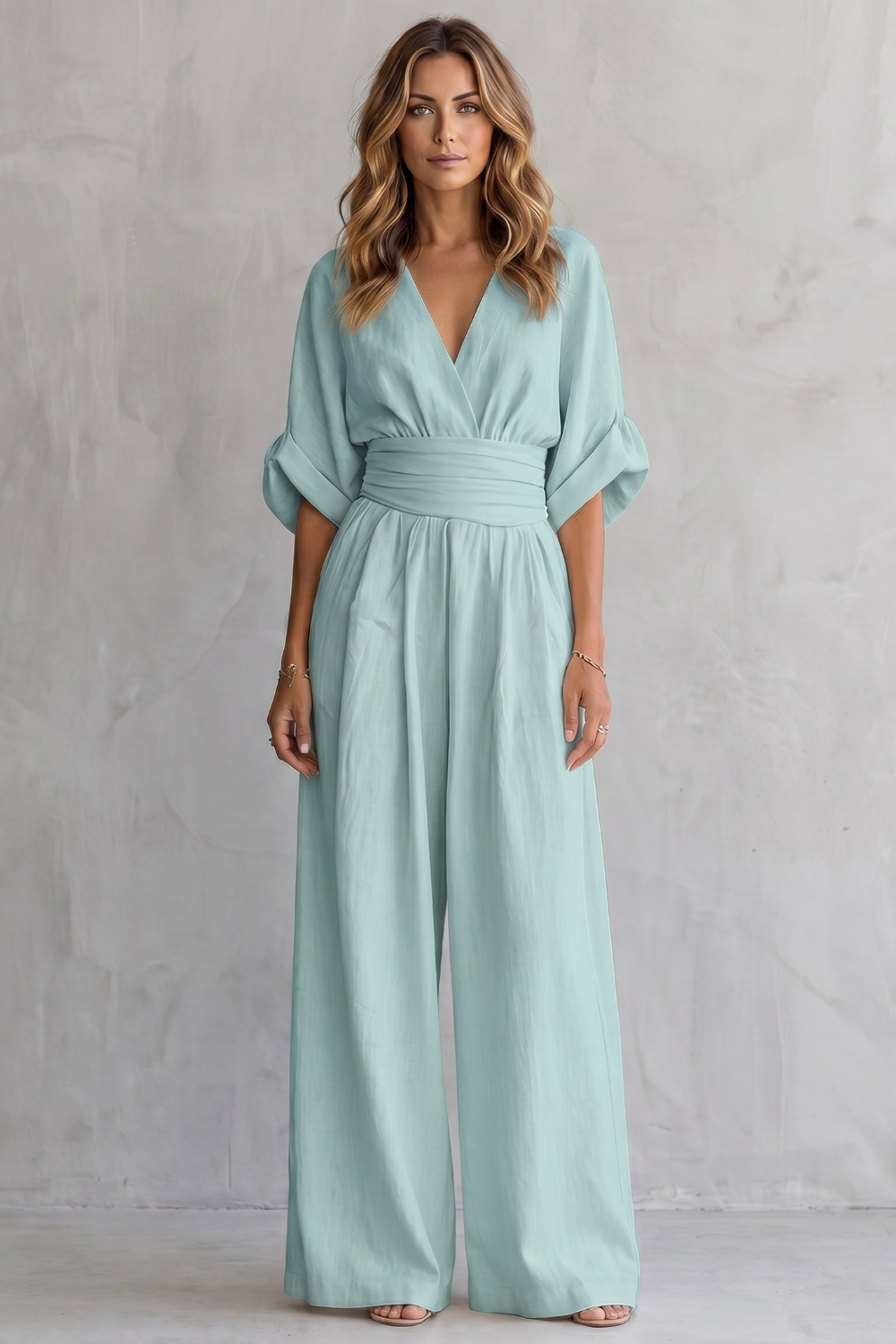 Valoria | Draped Waist Wide-Leg Jumpsuit