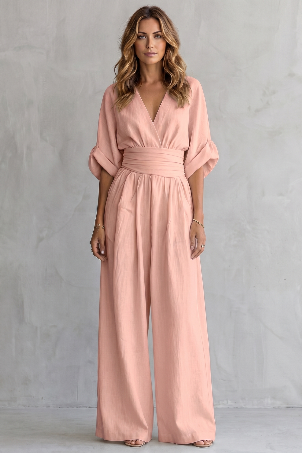 Valoria | Draped Waist Wide-Leg Jumpsuit