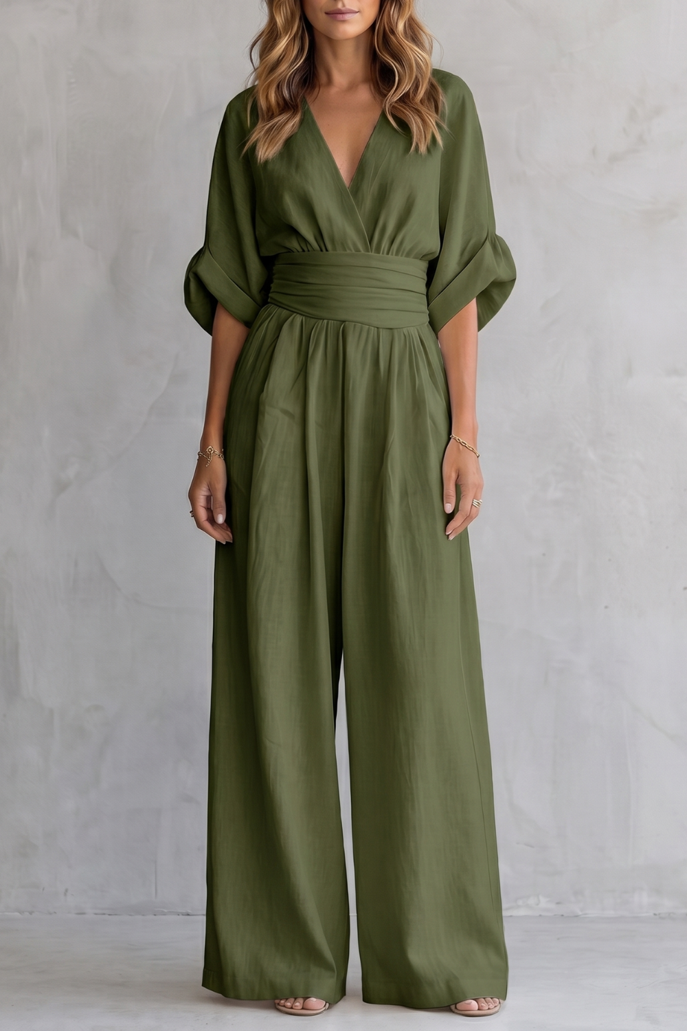 Valoria | Draped Waist Wide-Leg Jumpsuit