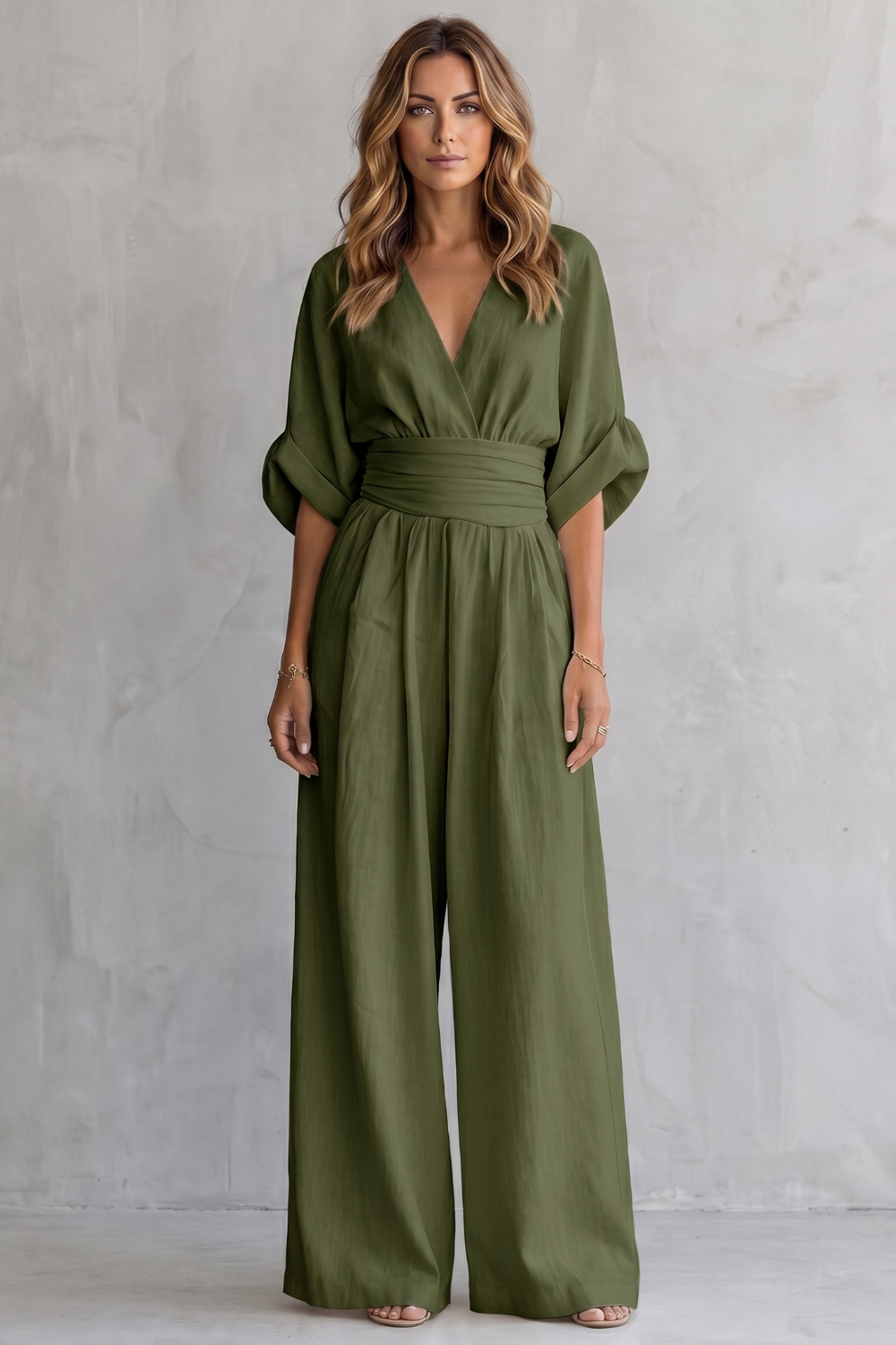 Valoria | Draped Waist Wide-Leg Jumpsuit