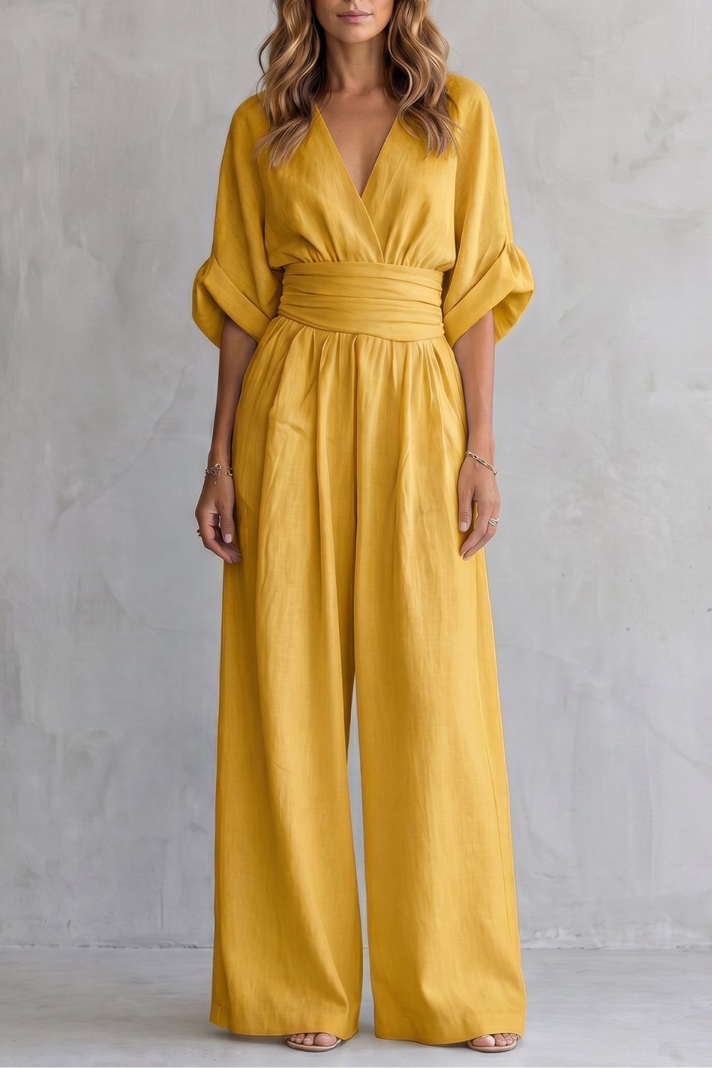 Valoria | Draped Waist Wide-Leg Jumpsuit