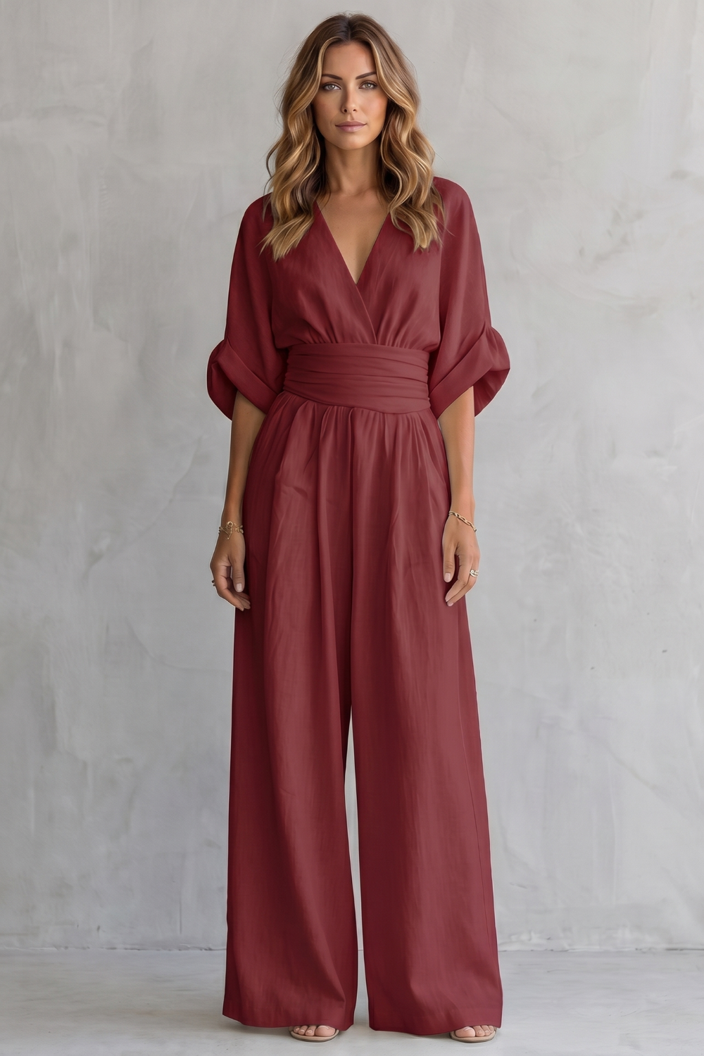 Valoria | Draped Waist Wide-Leg Jumpsuit