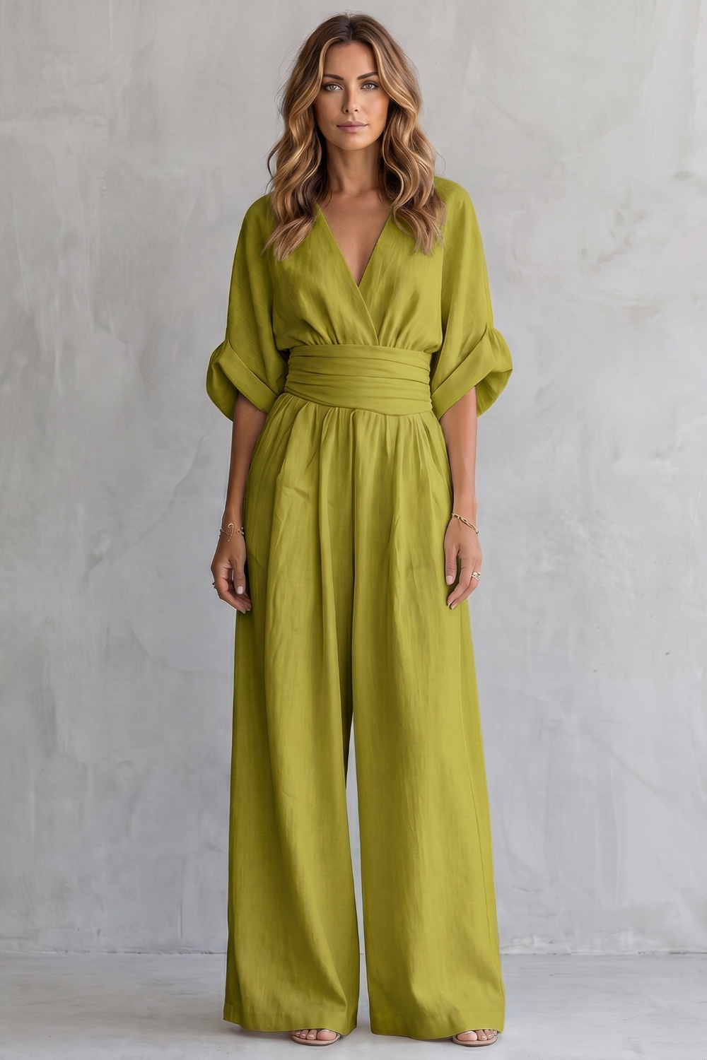 Valoria | Draped Waist Wide-Leg Jumpsuit