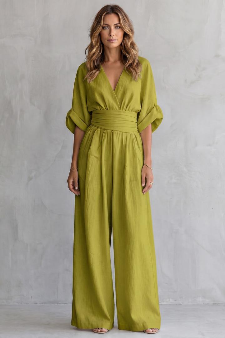 Valoria | Draped Waist Wide-Leg Jumpsuit