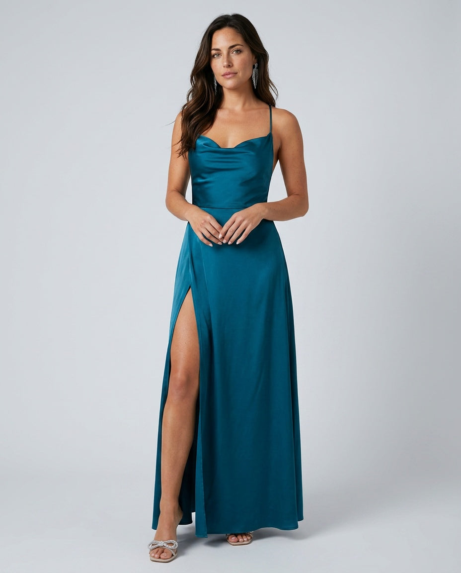 Tatum | Spaghetti Strap High Slit Evening Maxi Dress