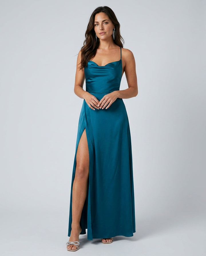 Tatum | Spaghetti Strap High Slit Evening Maxi Dress