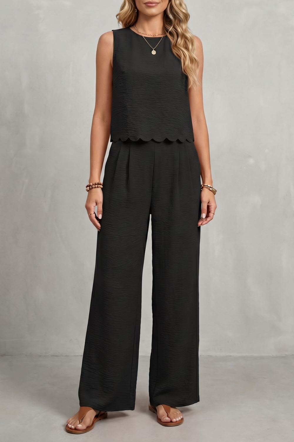 Velmira | Open-Back Bow Detail Sleeveless Two-Piece Set