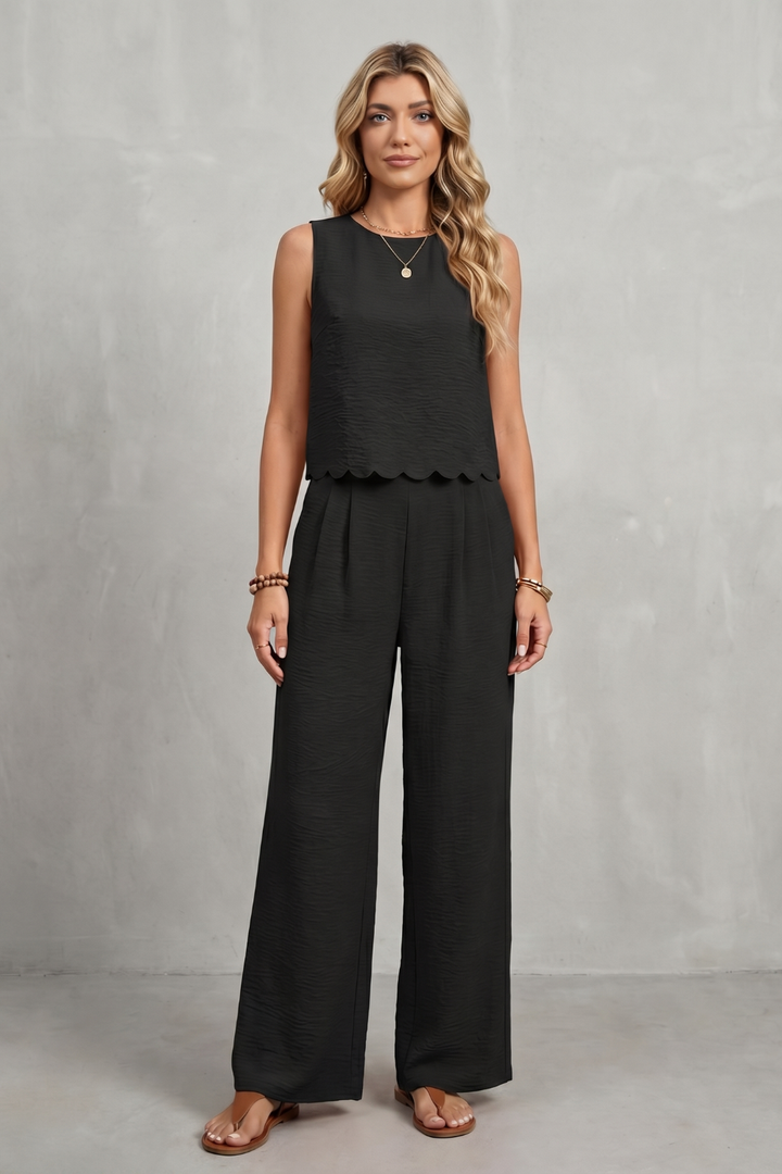 Velmira | Open-Back Bow Detail Sleeveless Two-Piece Set