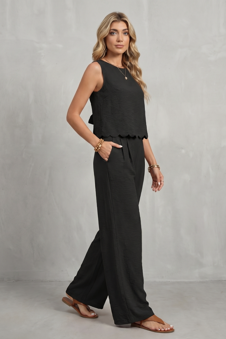 Velmira | Open-Back Bow Detail Sleeveless Two-Piece Set