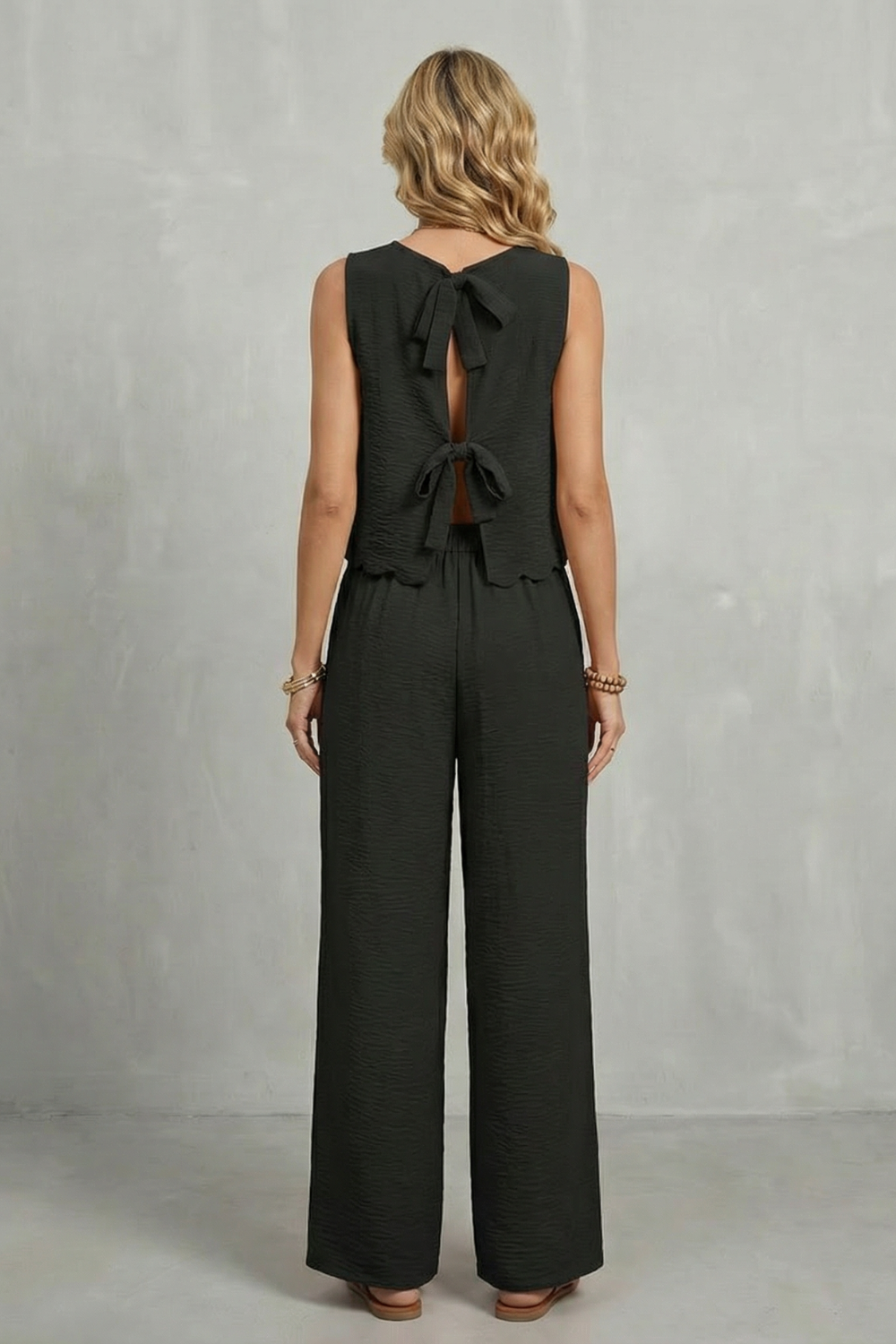 Velmira | Open-Back Bow Detail Sleeveless Two-Piece Set