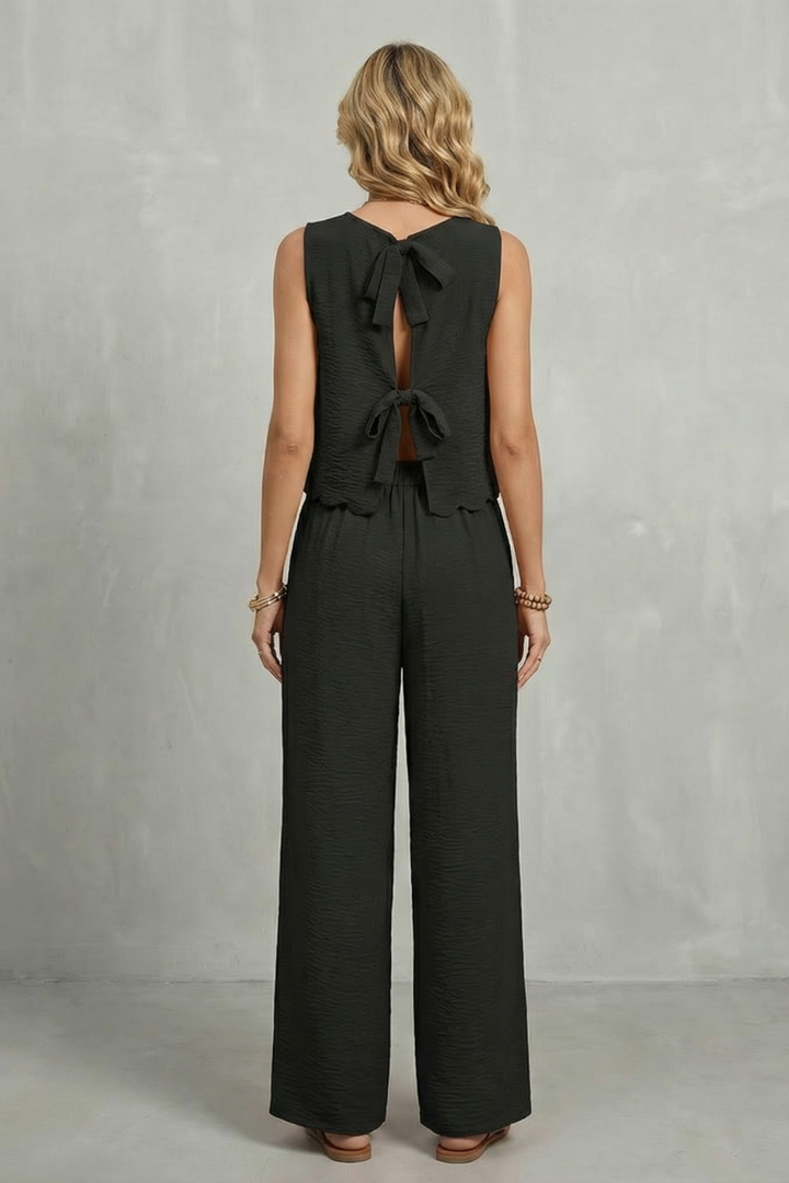 Velmira | Open-Back Bow Detail Sleeveless Two-Piece Set