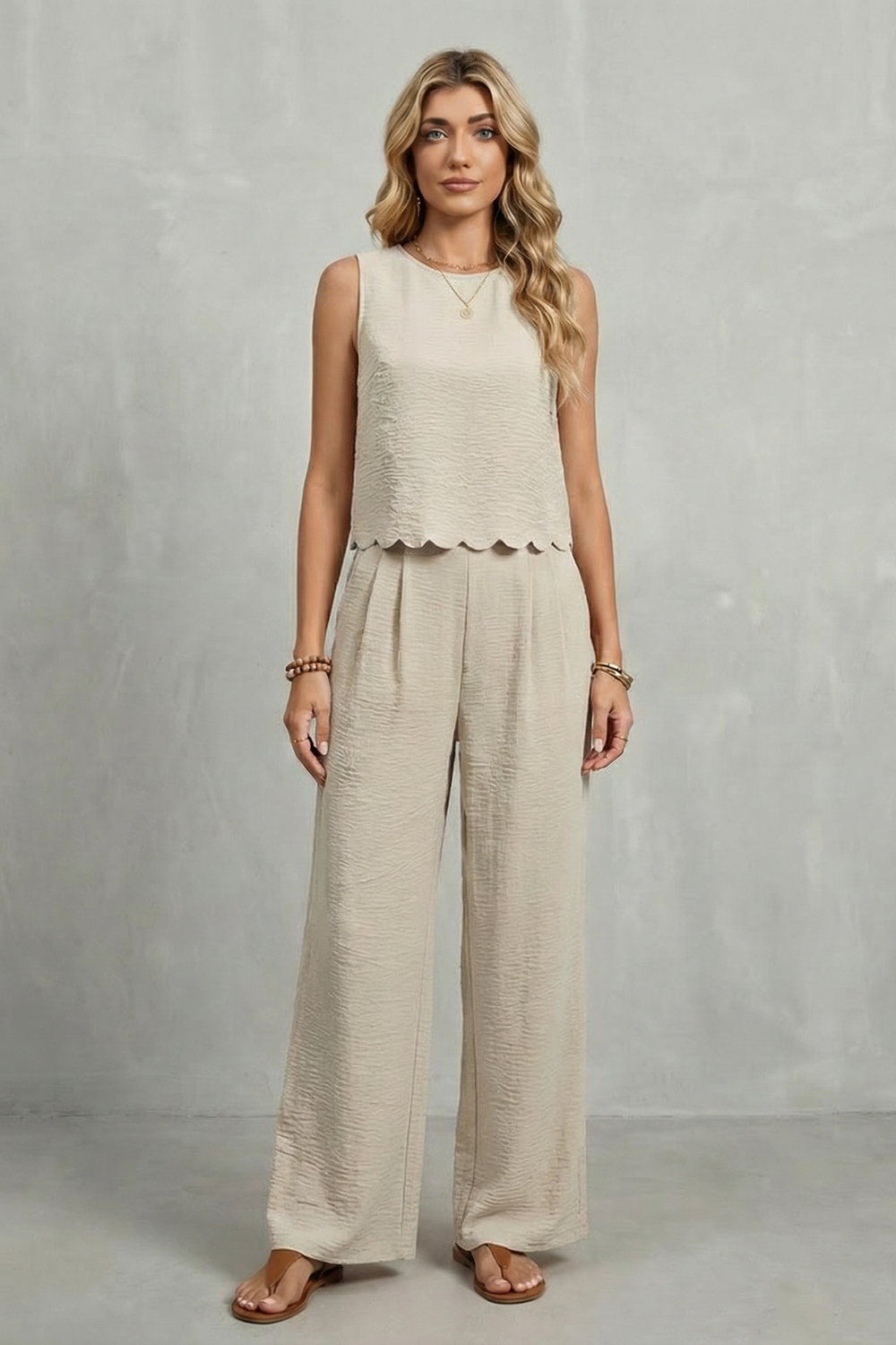 Velmira | Open-Back Bow Detail Sleeveless Two-Piece Set
