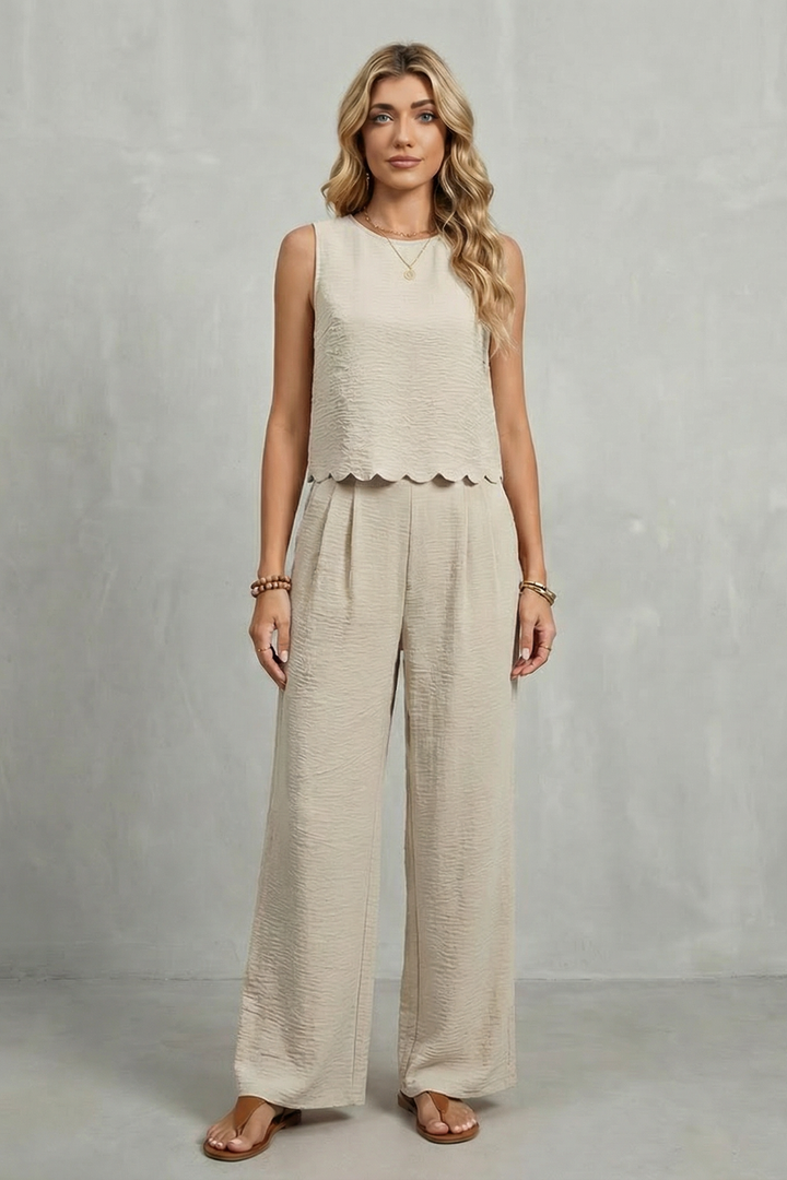 Velmira | Open-Back Bow Detail Sleeveless Two-Piece Set
