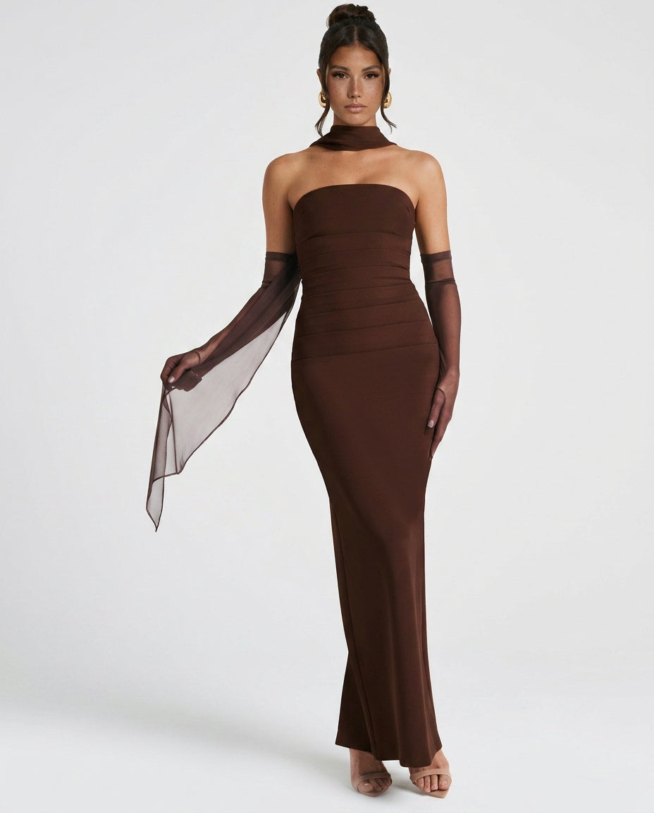 Maeve | One-Shoulder Ruched Maxi Dress