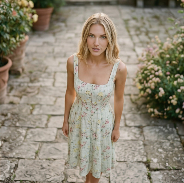 Florette | Vintage Floral Print Midi Dress